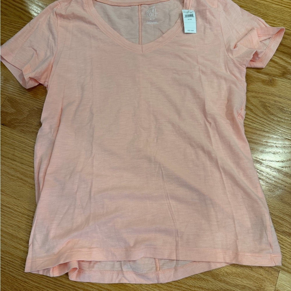 Aerie Real Soft Peach Short Sleeve V-Neck Tee